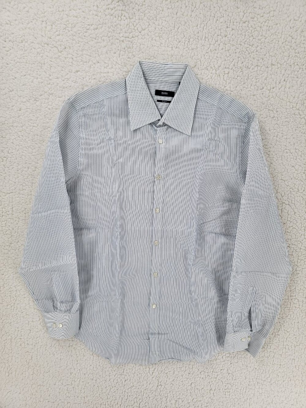 BOSS Hugo Boss Men's Slim Fit Striped Dress Shirt XL 43/44 White